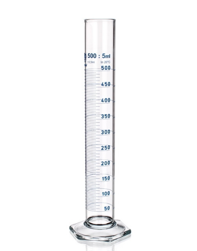 Odmerný valec PP 500 ml modrý