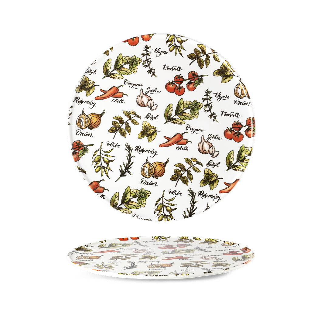 Tanier na pizzu 32 cm Basic PIZZA bylinky