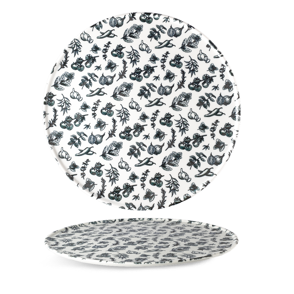 Tanier na pizzu 32 cm Basic PIZZA bylinky modré