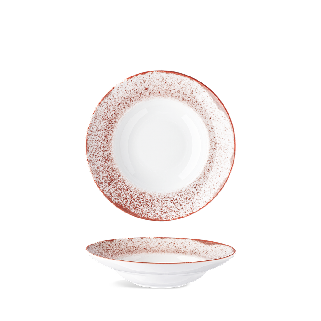 Tanier hlboký pasta 26 cm BASIC prskaný okraj červený