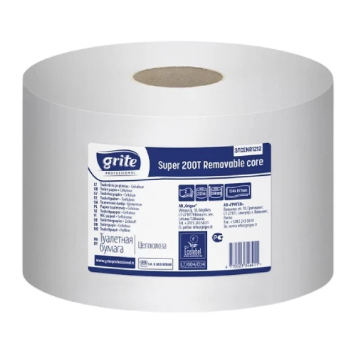 Toaletný papier JUMBO 190 GRITE Super 200m centerfeed professional /bal12ks 9928/