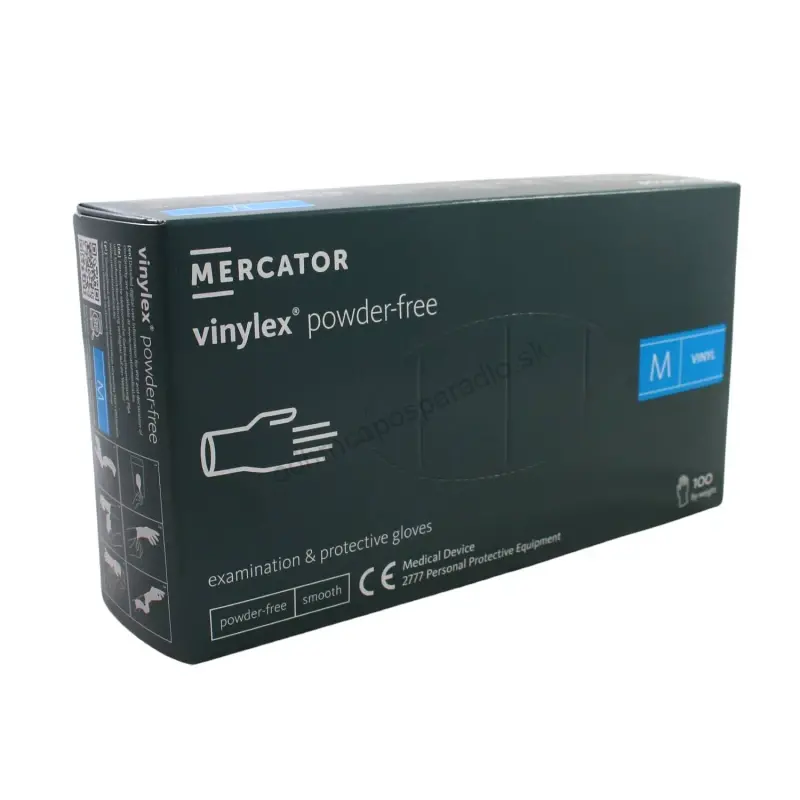 Rukavice vinylové transparentné MERCATOR, nepúdrované (veľkosť M) [100 ks]