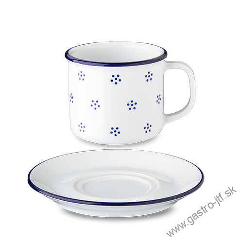 Retro hrnček "plecháč" 18 cl modré kvietky