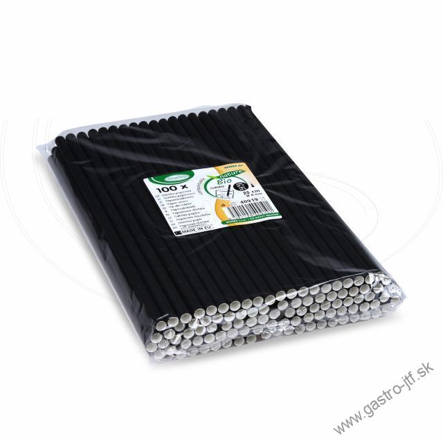 Slamky papierová čierna `JUMBO` O8mm x 25cm [100 ks]
