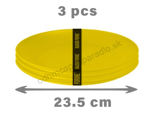 Sada plytkých tanierov, set 3 ks, žlté, nerozbitné, priemer 23.5 cm