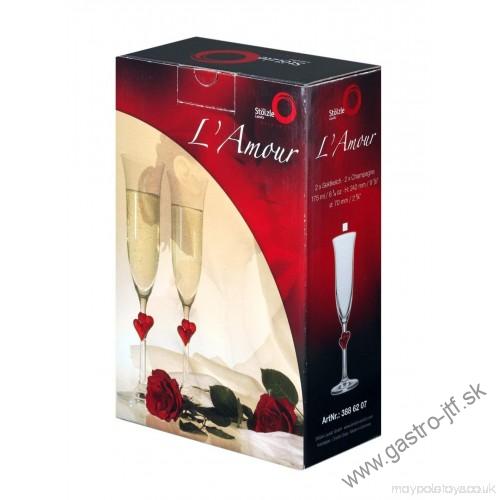 Pohár na sekt L´Amour set 2 ks červená
