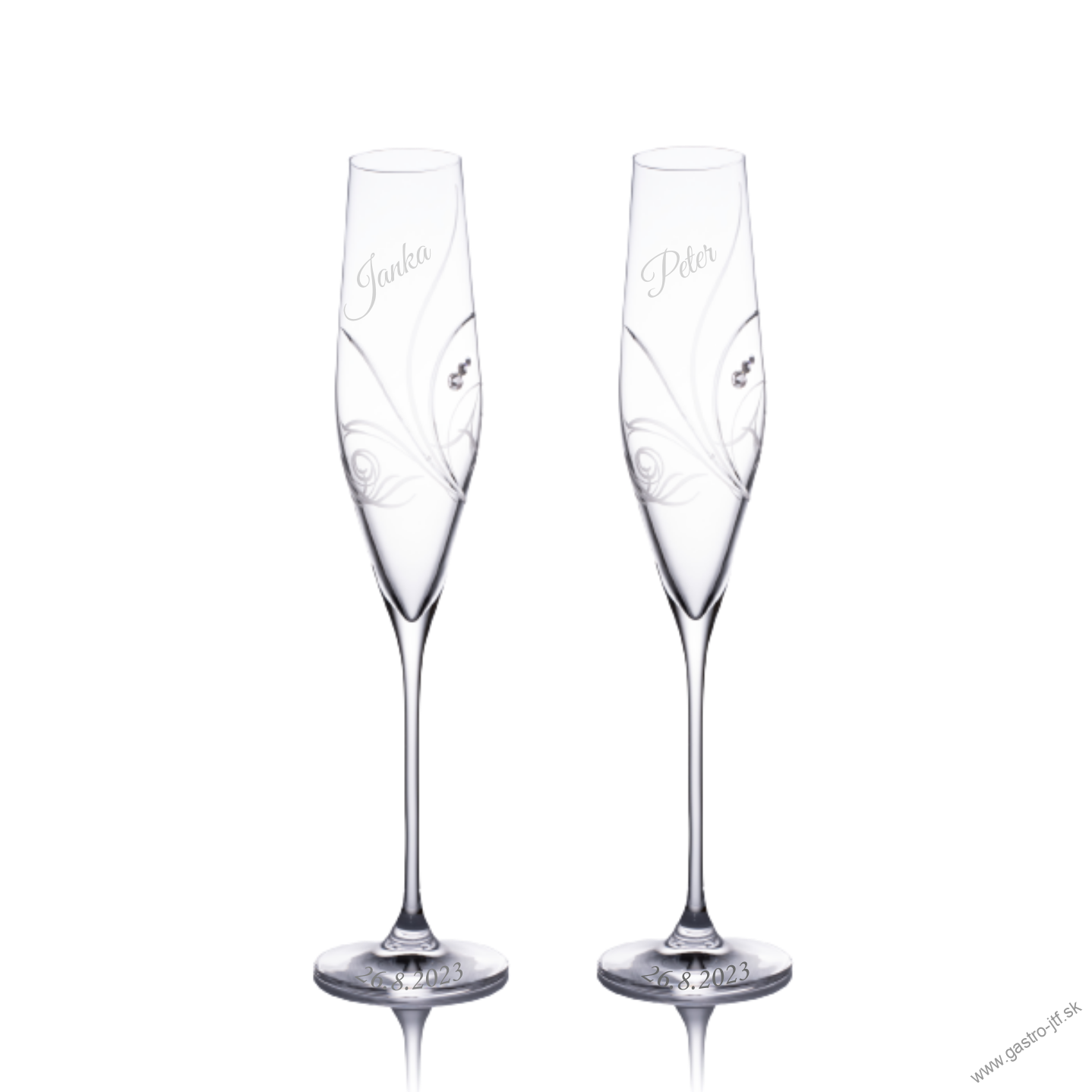 Poháre na sekt MEADOW Swarovski 190 ml 2 ks + svadobné gravírovanie