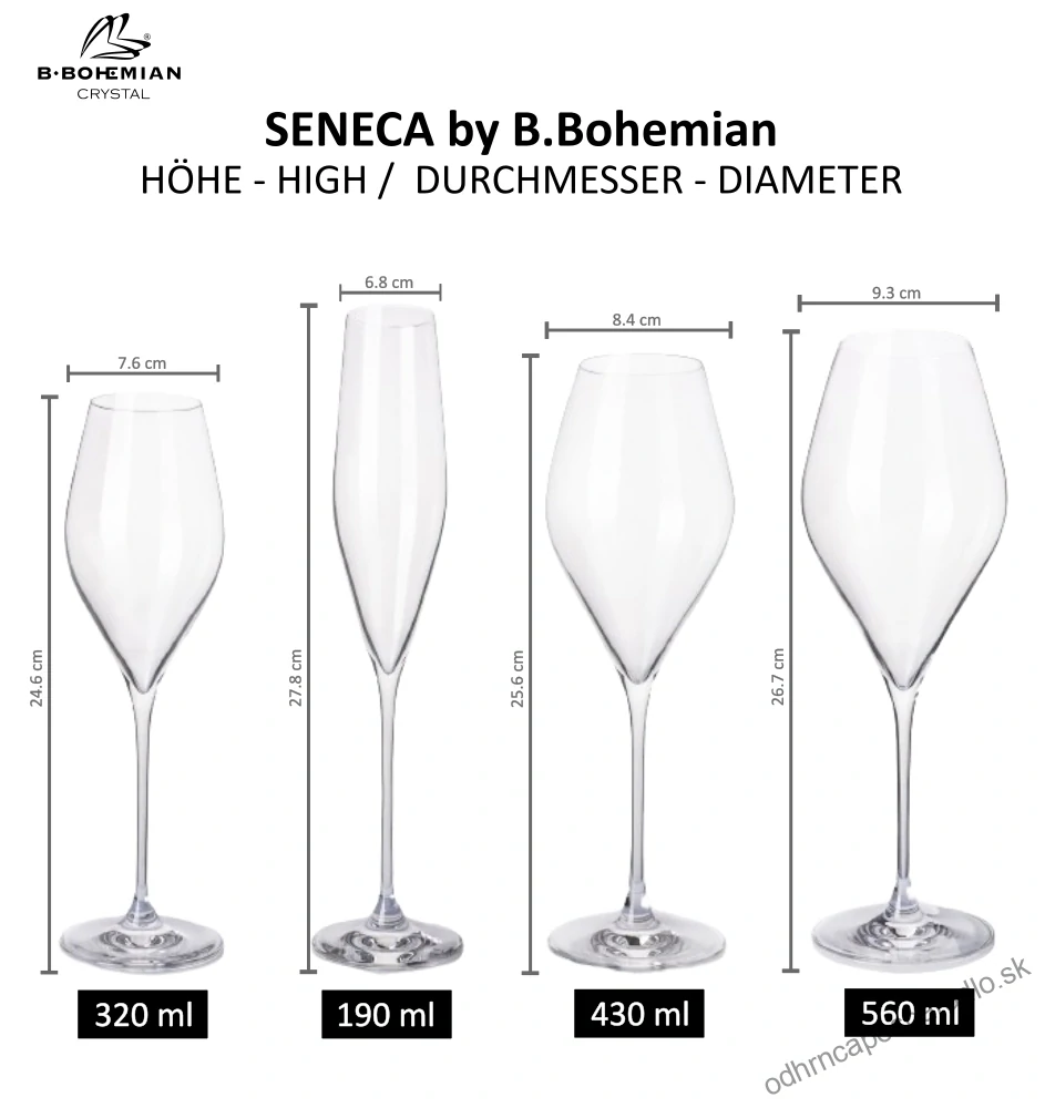 Poháre na sekt a prosecco 320 ml SENECA, 4 ks