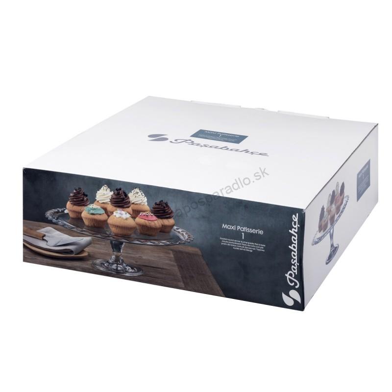 Podnos na na tortu sklenený 37 cm na nohe Pattiserie