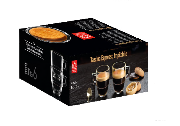 RCR Poháre na espresso 80 ml stohovateľné COFFEE LINE