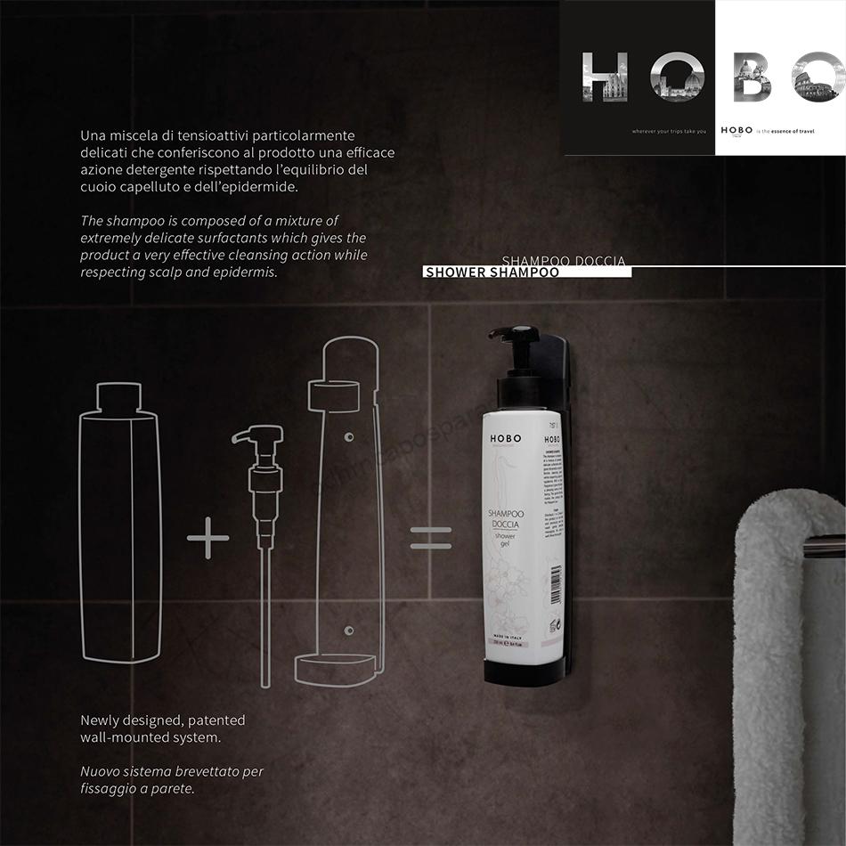 Držiak na stenu pre fľaše 250 ml čierny + pumpička HOBO
